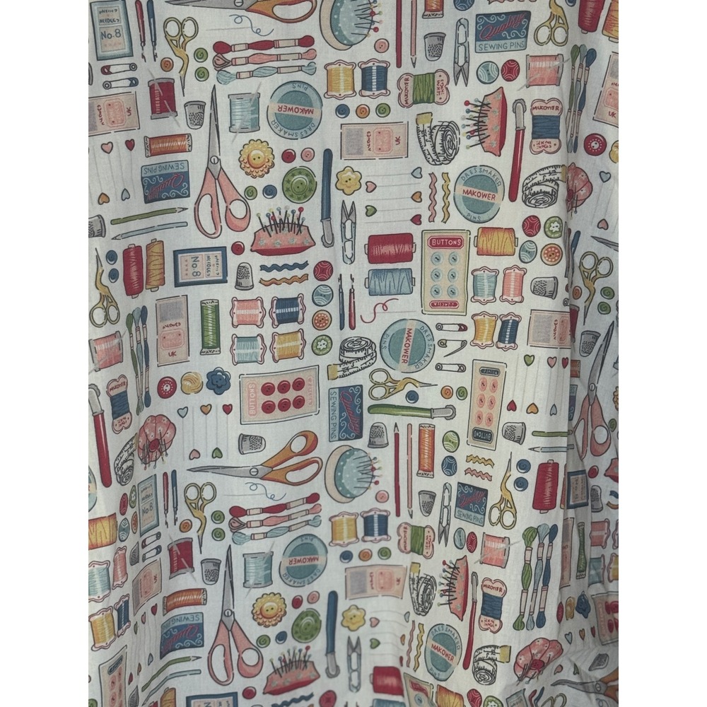 Tulip B Sewing Notions Print Midi Skirt Womens S White Novelty Cottagecore NWOT - Picture 2 of 5